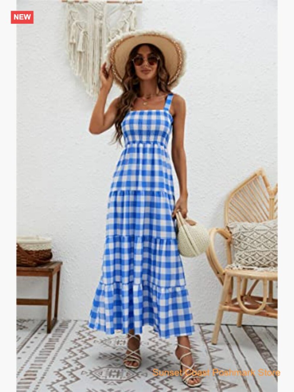 Women's Sleeveless Square Neck Boho Flowy Maxi Dress - Picture 4 of 7